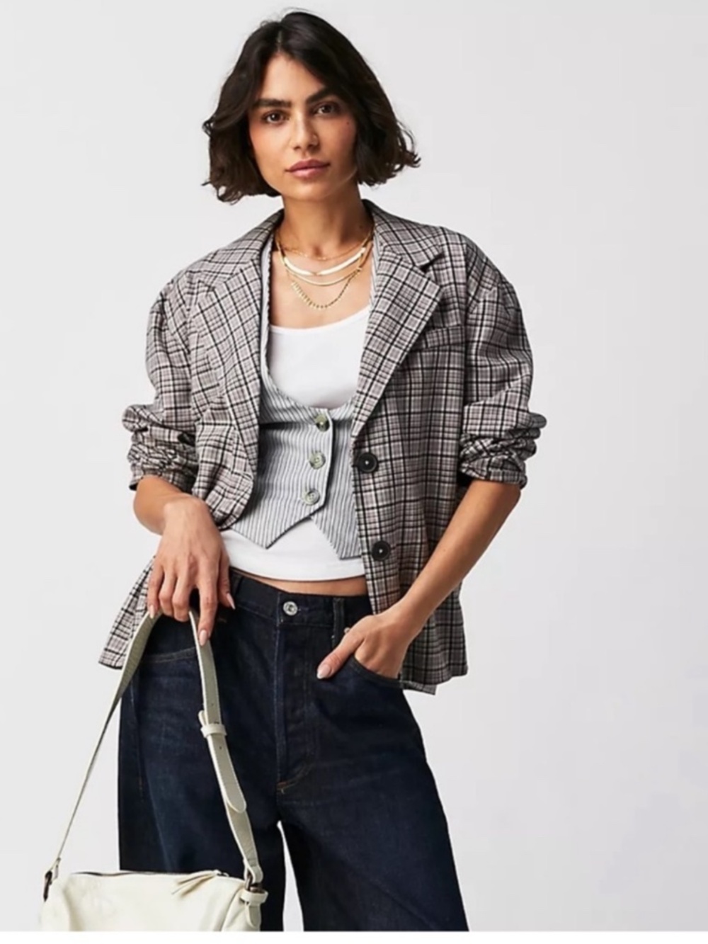 We the Free Cali Plaid Blazer - Dust Combo
